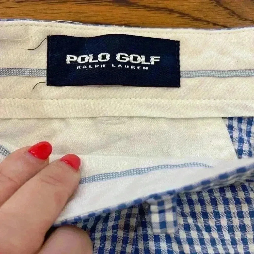 Polo golf, Ralph, Lauren, men’s shorts, size 36 in white/blue gingham check - Picture 2 of 6